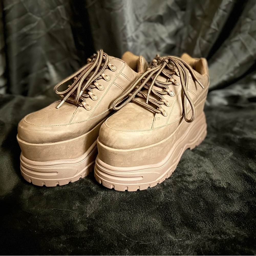 Dolls Kill Poster Girl “Coffee Pay The Bills” Playform Sneakers